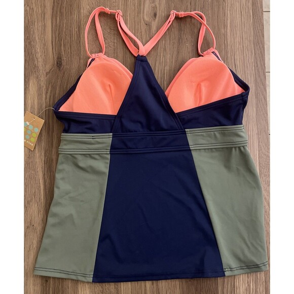 NWT Title Nine Color-block Tankini Top, Racerback, Women Medium, Blue Green Pink - Picture 9 of 16
